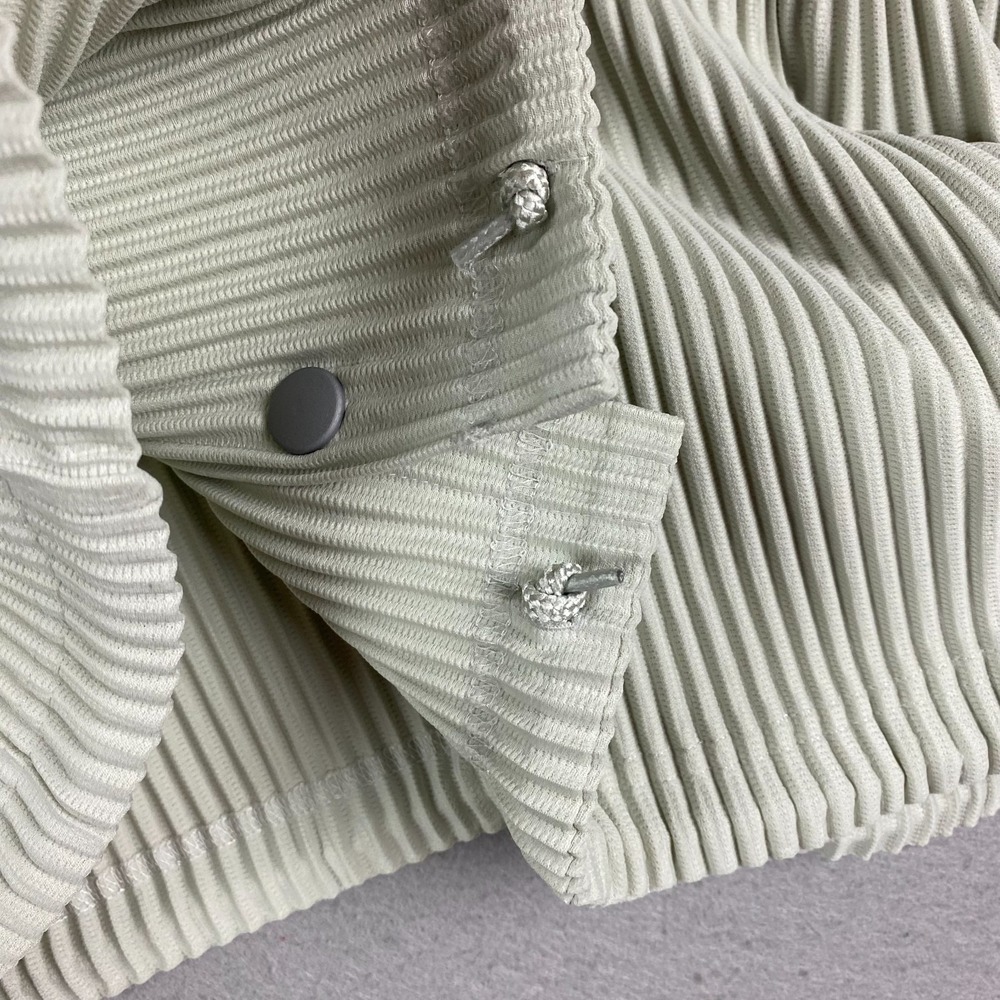 Issey Miyake Homme Plisse Pleated MC March Shirt Jacket Mens 2 frosty gray snap - Picture 11 of 16